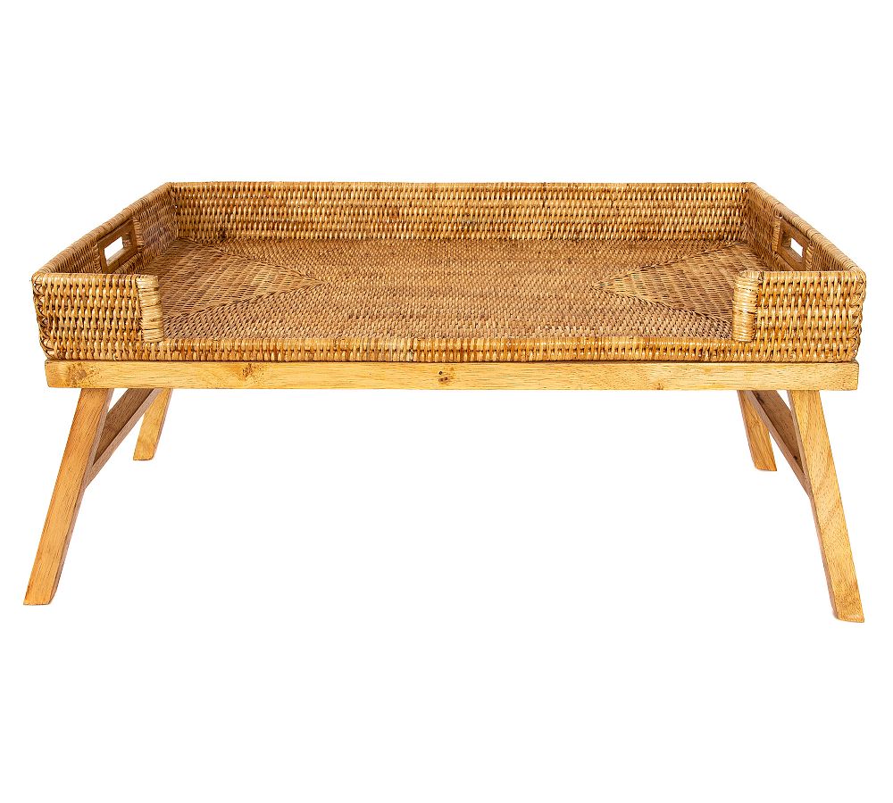 Open Box: Tava Rattan Serving Tray with Stand - Honey