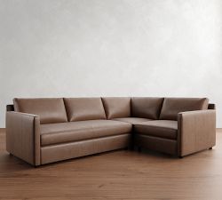 Pacifica Slim Arm Leather 3-Piece Sectional (106")
