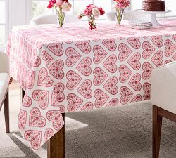 Heart Print Organic Cotton Tablecloth