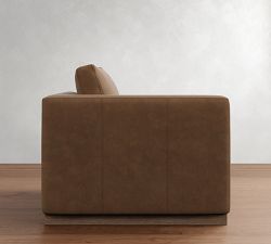 Build Your Own Carmel Slim Arm Wood Base Leather Sectional