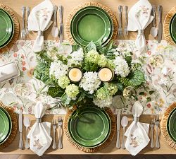 Spring Garden Embroidered Cotton Table Runner