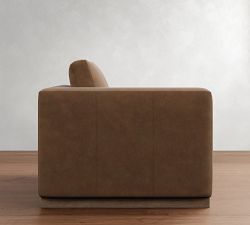 Build Your Own Carmel Wide Arm Wood Base Leather Sectional