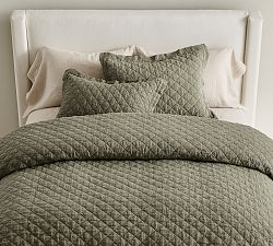 Open Box: Belgian Flax Linen Diamond Quilt, Twin/Twin XL - Loden