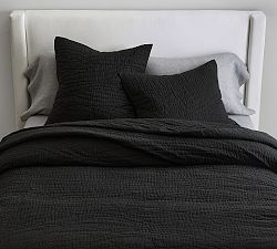 Open Box: Belgian Flax Linen Handcrafted Quilt, King/Cal. King  - Black