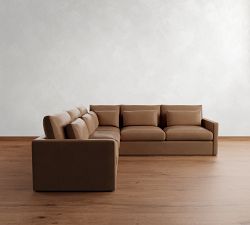 Westwood Slim Arm Deep Seat Leather 3-Piece L-Shaped Sectional