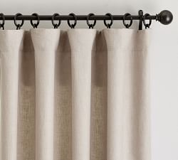 Custom Belgian Flax Linen Blackout Curtain - Dark Flax