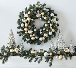 Faux Pine Ornament Wreath &amp; Garland