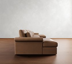 Westwood Roll Arm Deep Seat Leather Double Chaise Sectional