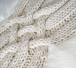 Faux Fur Cable Knit Pillow Cover