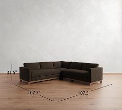 Jake Leather Brindle Wood Base 3-Piece L-Shaped Sectional (108&quot;-111&quot;)