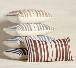 Classic Striped Handwoven Outdoor Lumbar Pillow - Thumbnail 2