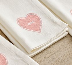 Conversation Hearts Organic Cotton Napkins - Mixed Set of 4