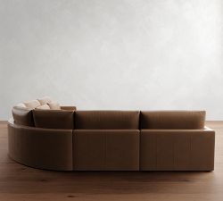 Westwood Slim Arm Deep Seat Leather 5-Piece Curved Wedge Sectional