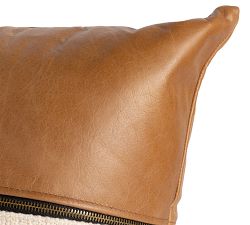 Layna Leather and Linen Block Lumbar Pillow