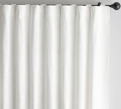 Custom Seaton Textured Cotton Curtain - White