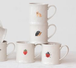 Eclectic Fauna Stoneware Mug, Set of 8