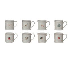 Eclectic Fauna Stoneware Mug, Set of 8