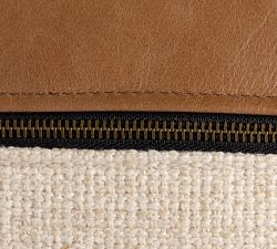 Layna Leather and Linen Block Lumbar Pillow