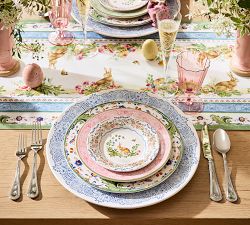 Botanical Bunny Stoneware Charger Plates - Set of 4