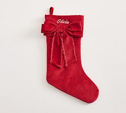 Open Box: Classic Velvet Bow Stocking, Medium - Red