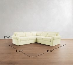 PB Comfort Modern Roll Arm Deep Seat Slipcovered 3-Piece L-Shaped Sectional (112")