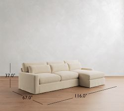 PB Comfort Modern Deep Square Arm Slipcovered Chaise Sectional (100"-126")