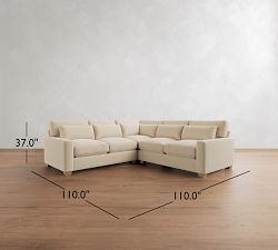 PB Comfort Modern Square Arm Deep Seat 3-Piece L-Shaped Sectional (110")