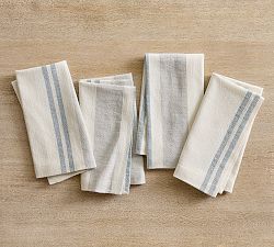 Hampton Stripe Cotton/Linen Napkins - Set of 4