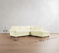 PB Comfort Modern Roll Arm 3-Piece Bumper Sectional (106")