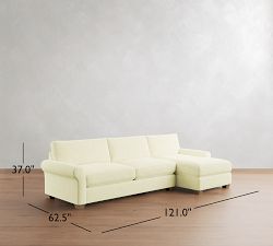 PB Comfort Modern Roll Arm Chaise Sectional (105"-131")