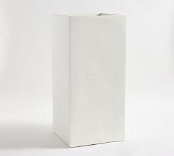 Open Box: Mission Square Handmade Outdoor Planter, Tall, 15&quot;W x 32&quot;H - White