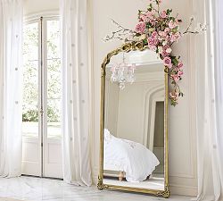 LoveShackFancy Gold Bow Floor Mirror