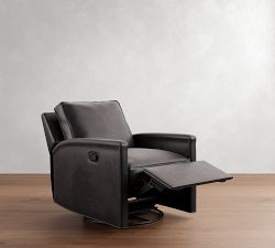 Tyler Square Arm Leather Swivel Recliner