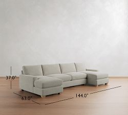 PB Comfort Modern Square Arm Double Chaise Sectional (129&amp;quot-164")