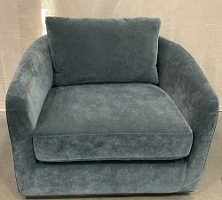 Open Box: Remmy Swivel Chair (39"), Individual - Rustic Chenille Slate