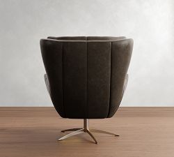 Wells Tufted Petite Leather Swivel Chair