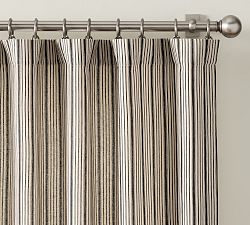 Open Box: Ticking Striped Printed Curtain, 50&quot; W x 96&quot; L - Charcoal