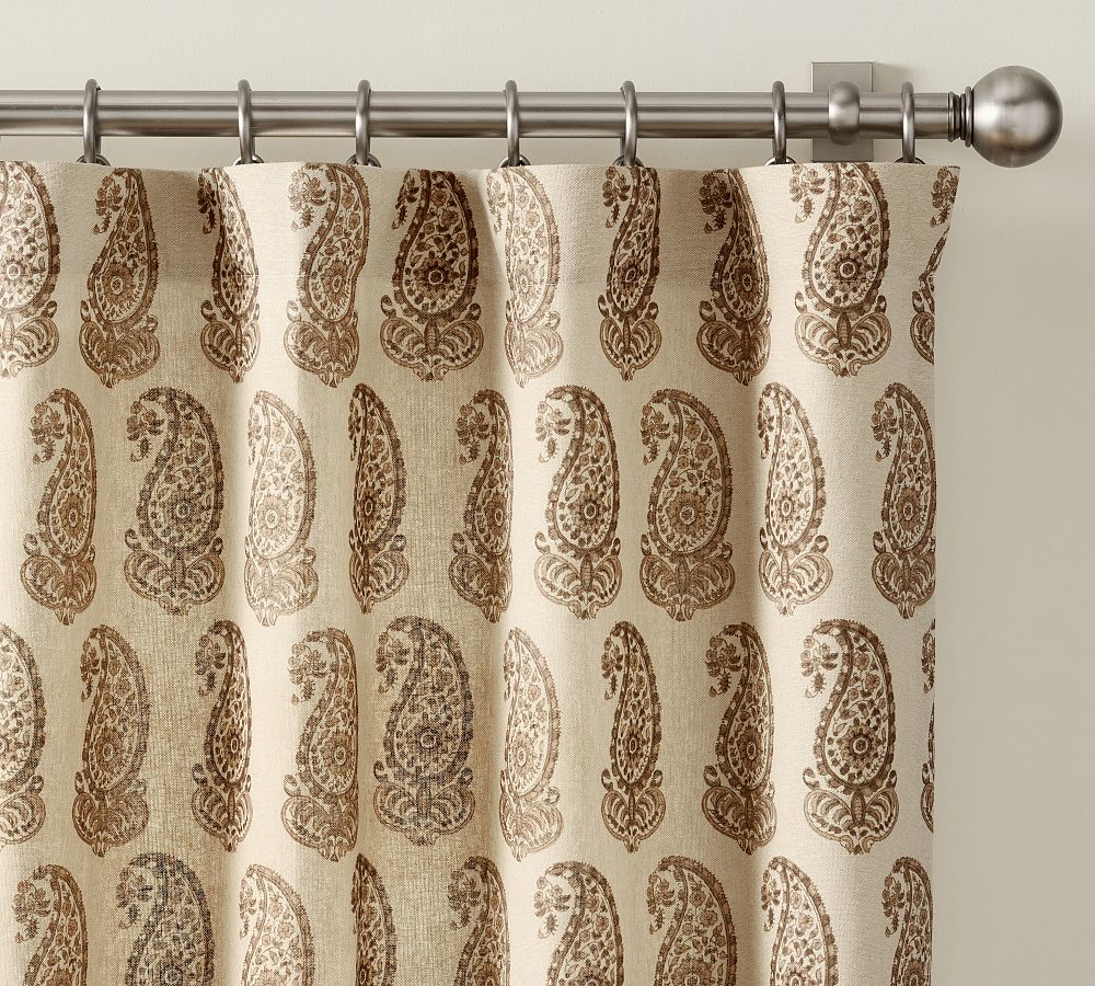 Open Box: Beverly Paisley Print Curtain, 50&quot; W x 108&quot; L - Flax