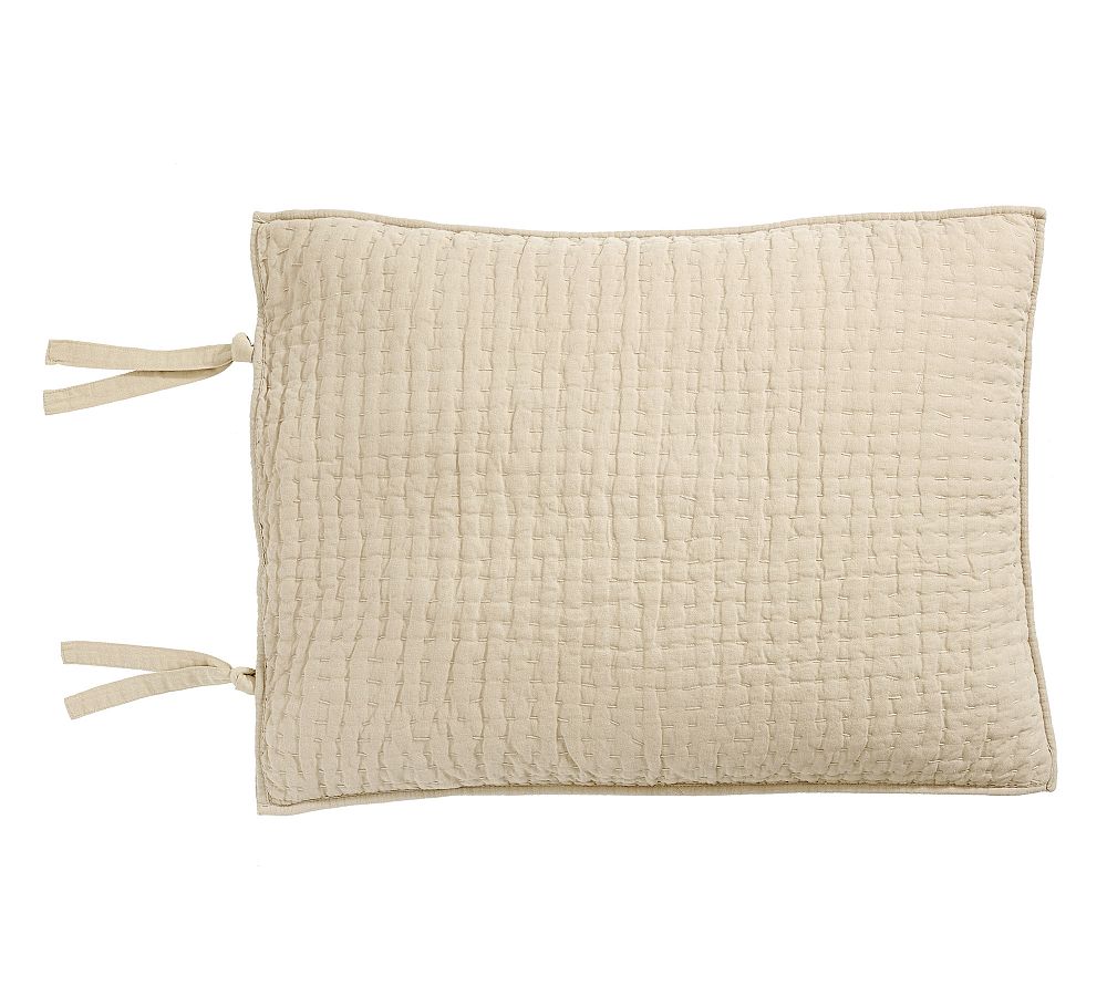 Pick-Stitch Cotton Linen Quilted Sham (Flax)