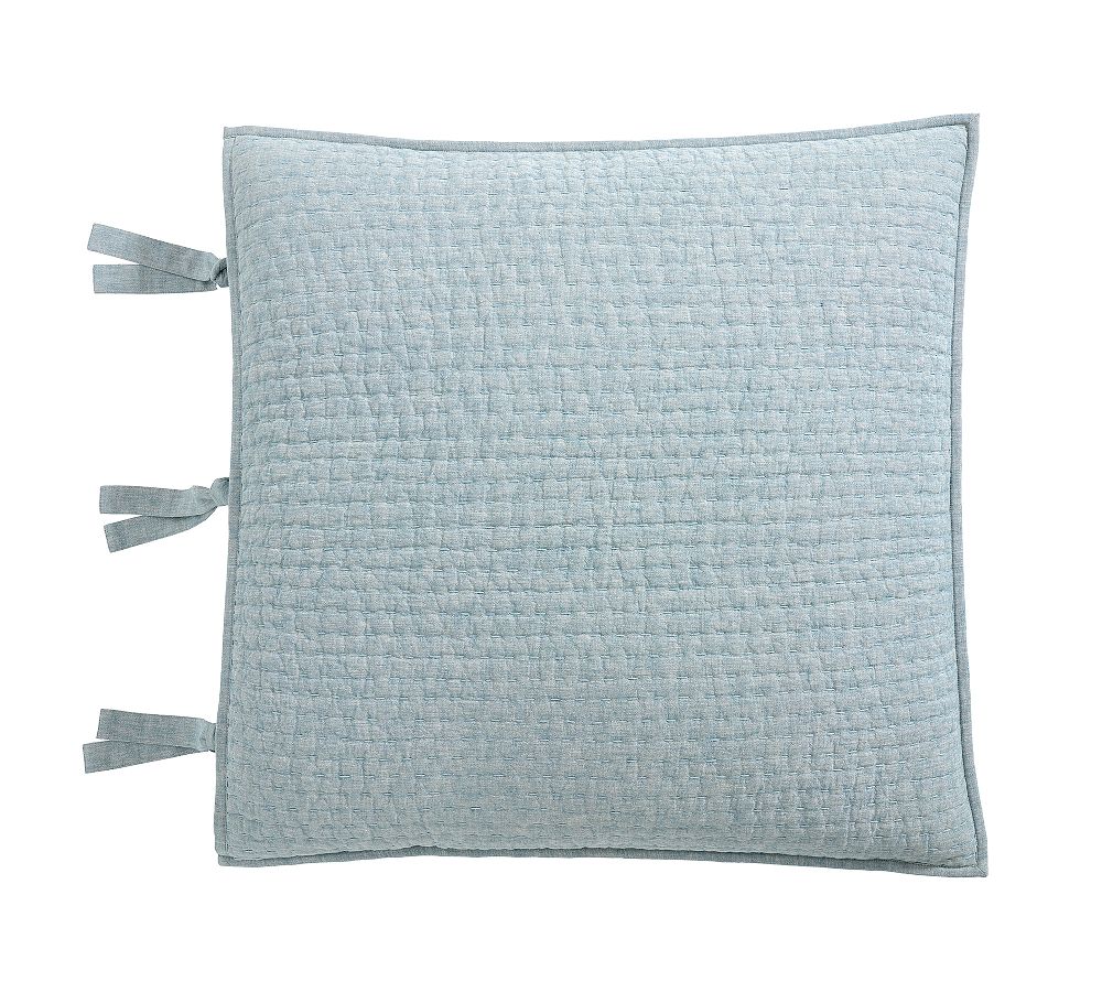 Pick-Stitch Handcrafted Cotton Linen Quilted Sham - Chambray, Euro