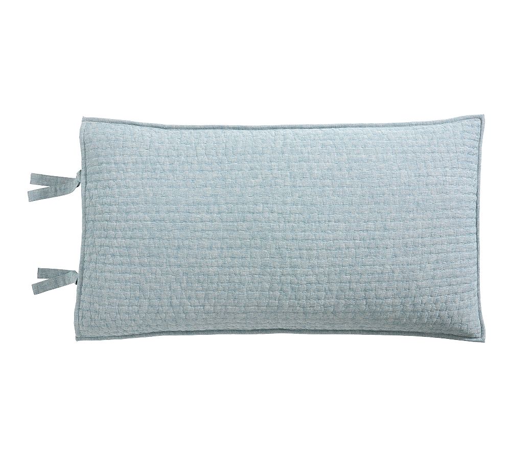 Pick-Stitch Handcrafted Cotton Linen Quilted Sham- Chambray, King