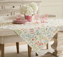 Spring Garden Embroidered Cotton Table Throw