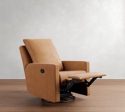 Ayden Square Arm Leather Swivel Recliner