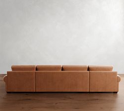 Big Sur Roll Arm Deep Seat Leather Double Chaise Sectional (146"&ndash;198")