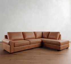 Big Sur Roll Arm Leather Return Bumper Sectional (115&quot;&ndash;148&quot;)
