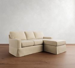Buchanan Square Arm Slipcovered Reversible Chaise Sectional (84")