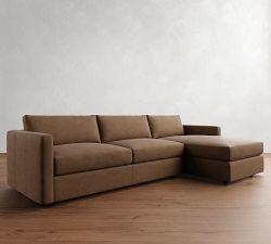 Carmel Slim Arm Leather Chaise Sectional (106"&ndash;129")