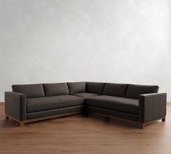 Jake Leather Brindle Wood Base 3-Piece L-Shaped Sectional (108&quot;-111&quot;)