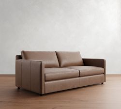 Pacifica Slim Arm Leather Sleeper Sofa (53&quot;&ndash;80&quot;)