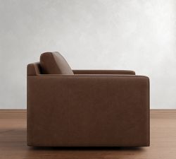 Pacifica Slim Arm Leather Swivel Chair